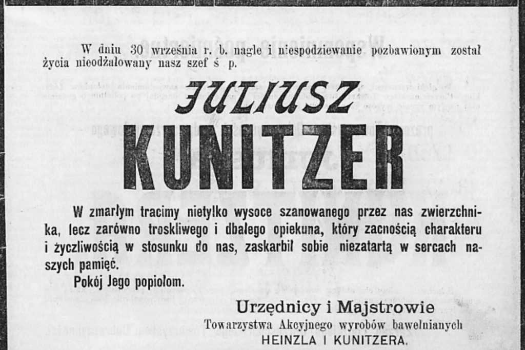 Klepsydra informująca o  śmierci Juliusza Kunitzera 