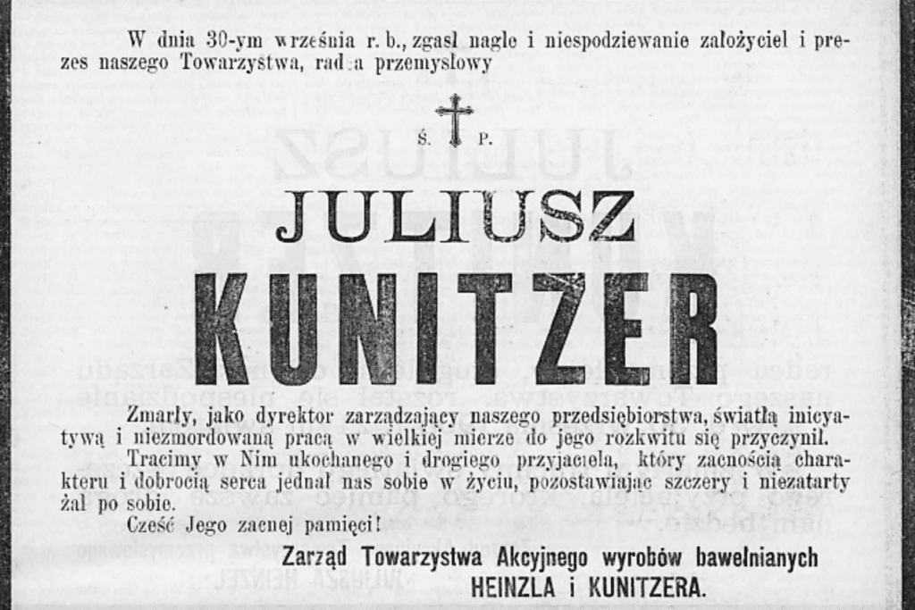 Klepsydra informująca o  śmierci Juliusza Kunitzera 